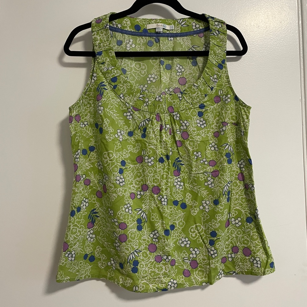 Boden sleeveless green printed top